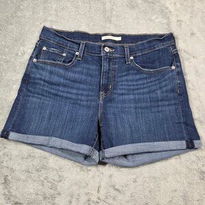 Levis Shorts Womens 31 Blue Mid Length Stretch Cuffed Preppy Boho Denim